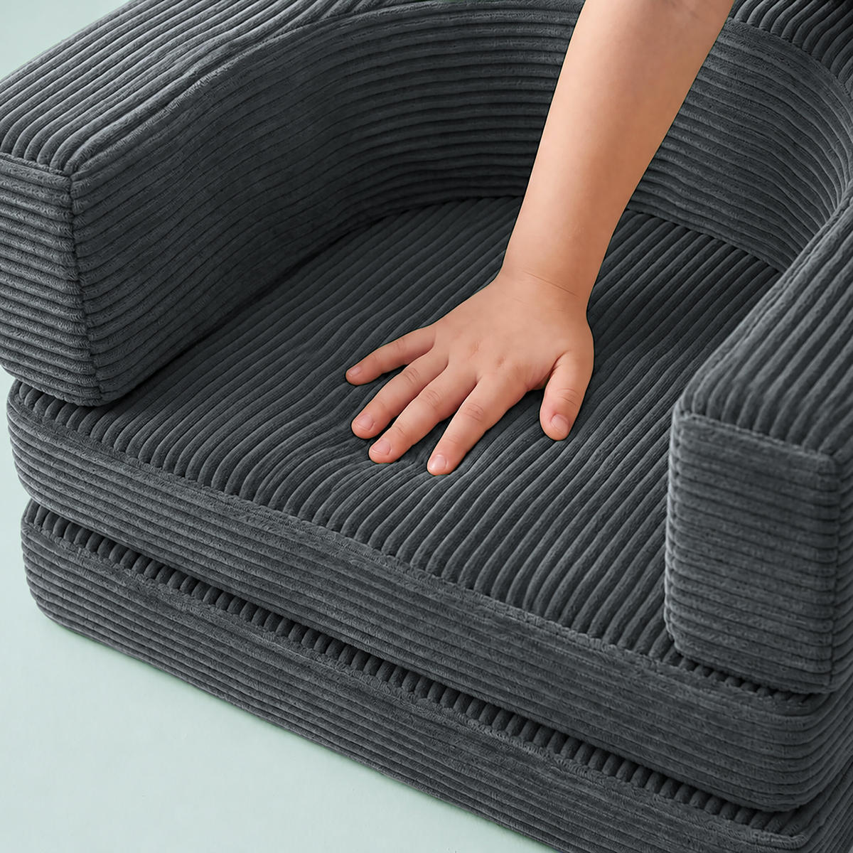 KINDERSOFA Anthrazit modular 10-tlg. - Anthrazit, Kunststoff/Textil (108/32/50cm) - Relaxdays