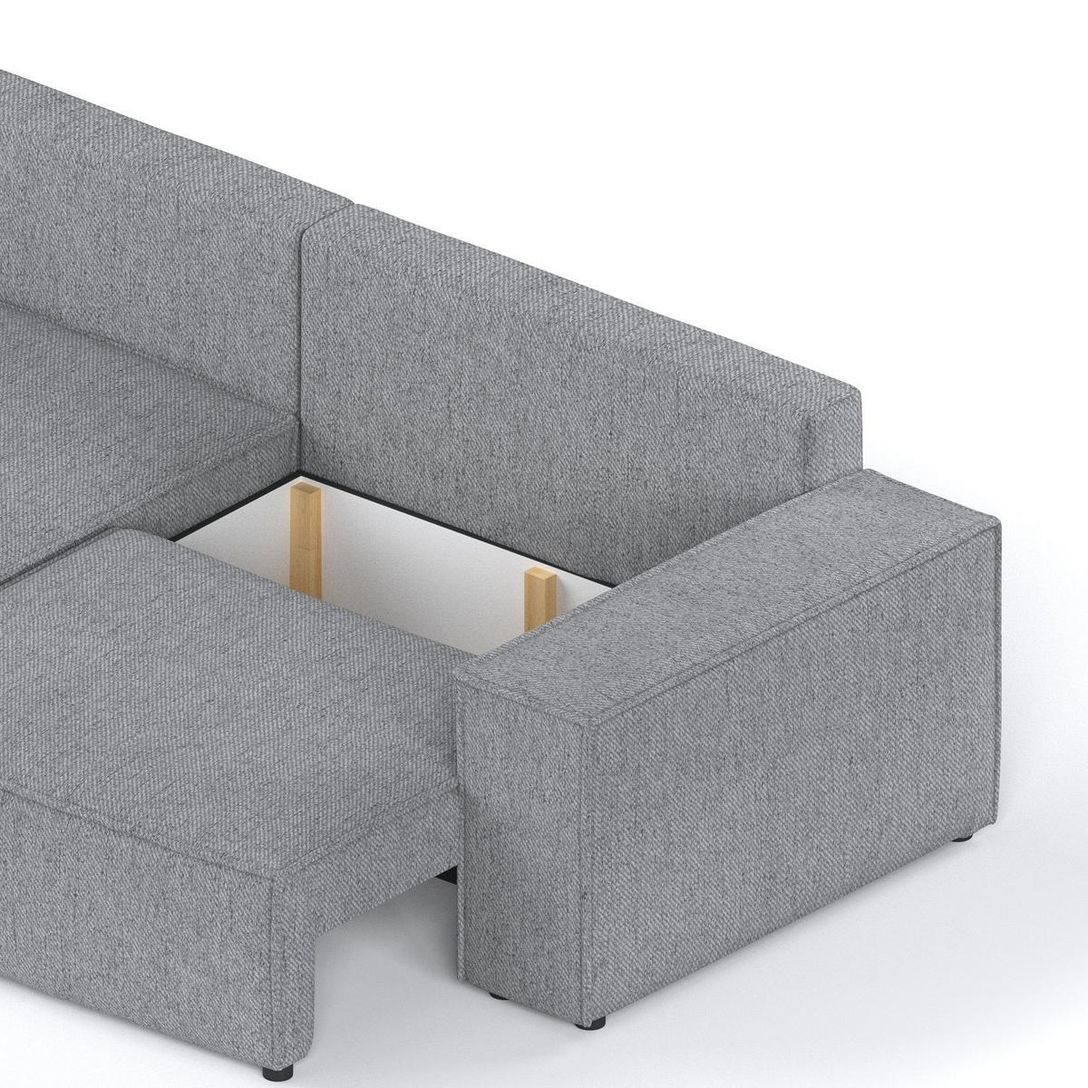 ECKSOFA SENSO mit Schlaffunktion Grau im Neve Stoff - Schwarz/Grau, Holz/Holzwerkstoff (255/148cm) - AltaBeds