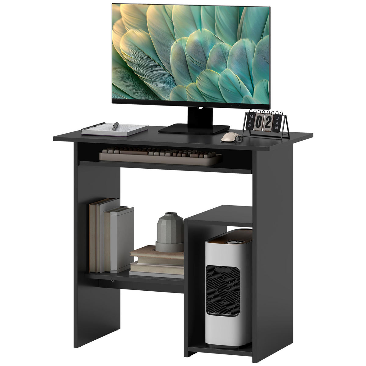 BÜROTISCH Schwarz 1 Stück - Schwarz, Holzwerkstoff (45/80/75cm) - GiPP