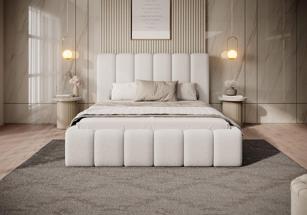 POLSTERBETT mit Bettkasten Andorf 160x200 cm, Weiß - Weiß, Textil (160/200cm) - Meblito