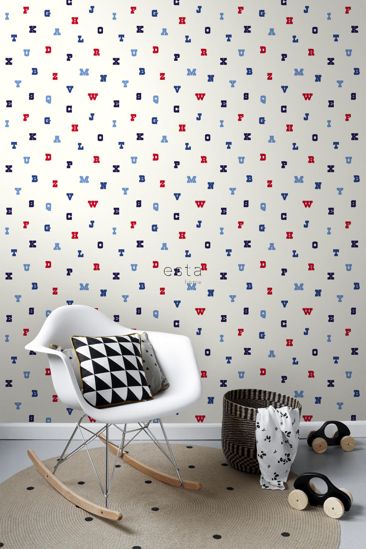TAPETE Alphabet 53 cm x 10.05 m - Blau, Papier (53/0.1cm) - ESTAhome