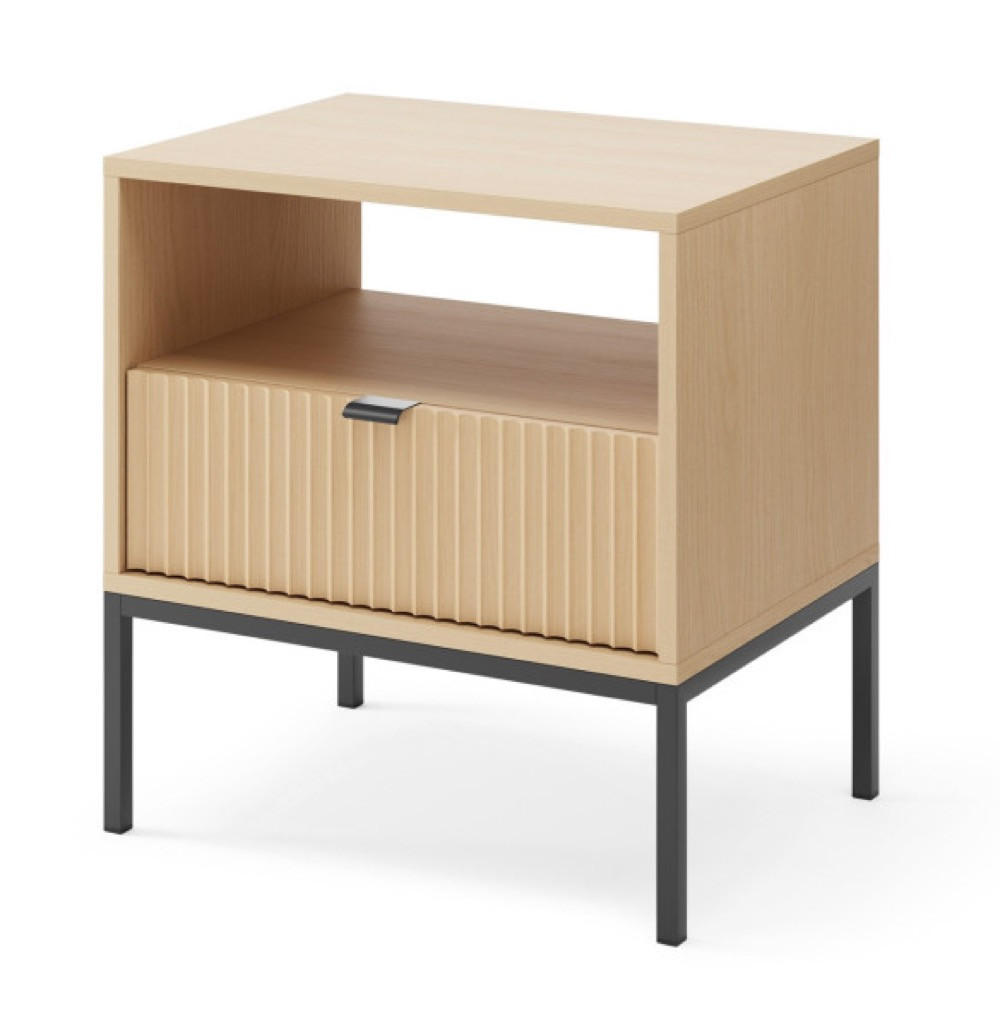NACHTTISCH Vicenza Eiche Schwarz Beine - Beige, Holzwerkstoff (54/56/39cm) - Sepro Meble