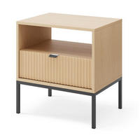 NACHTTISCH Vicenza Eiche Schwarz Beine - Beige, Holzwerkstoff (54/56/39cm) - Sepro Meble