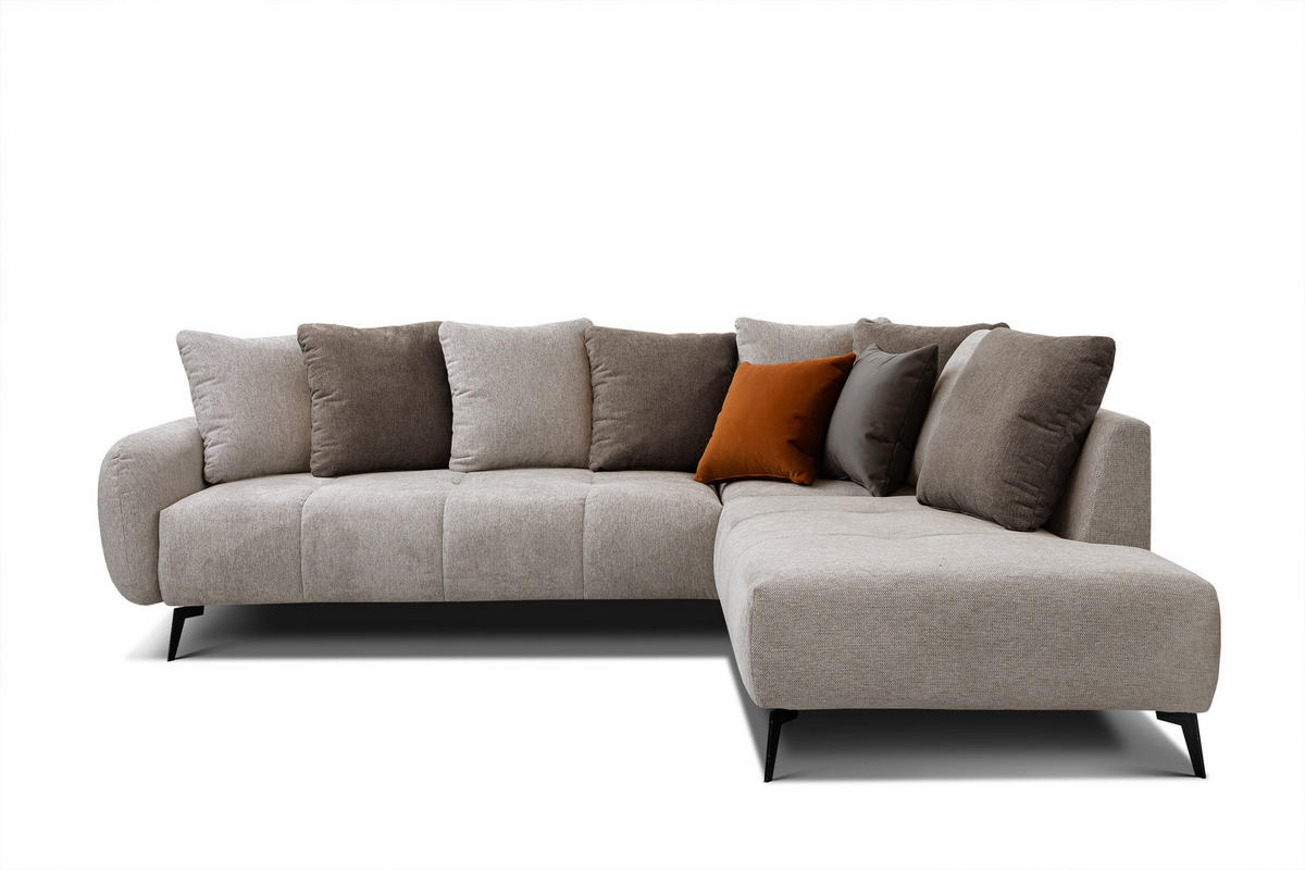 ECKSOFA EVENTO 5-Sitzer, beige - Beige/Schwarz, Holzwerkstoff/Textil (266/206cm) - Courtois Laville