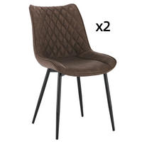 ESSSTUHL 2er-Set Kunstleder Braun mit Metallbeinen - Braun, Metall (40.5/85.5/46cm) - Meubliv