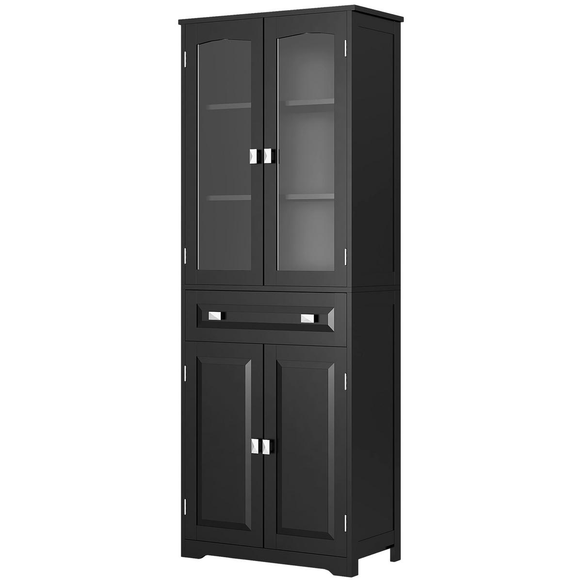 HIGHBOARD DE-11314 2 Glastüren Schwarz - Schwarz, Holzwerkstoff (30/160/60cm) - ComfortXL