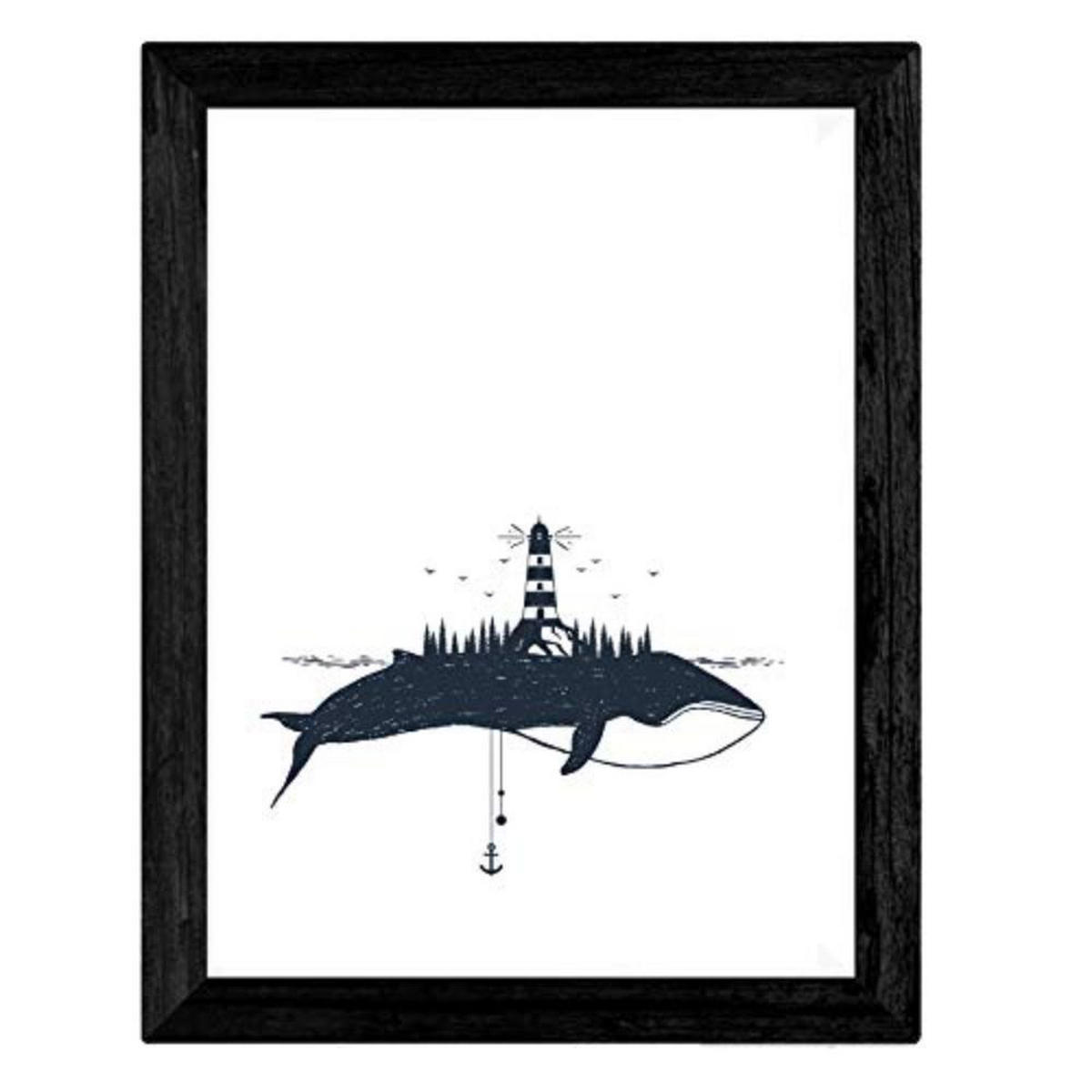 POSTER Set mit 4 Natur im nordischen Stil Wale in blauweiß A3 Rahmenlos - Klar, Papier (29.7/3cm) - Nacnic