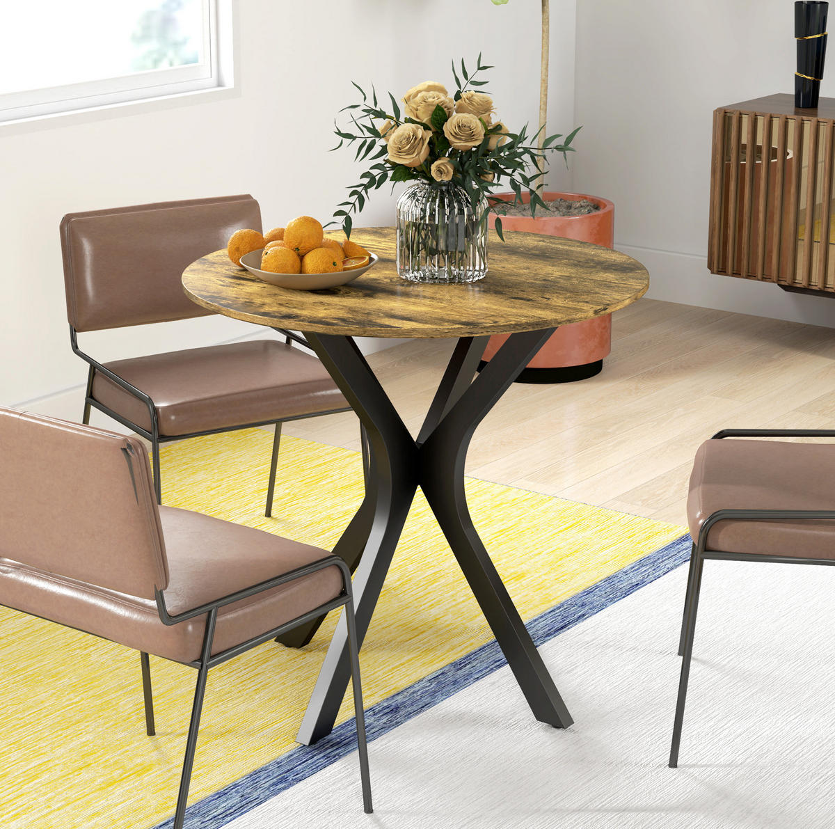 ESSTISCH 78/75 cm Braun aus Holzwerkstoff mit Stahlgestell - Braun, Holz (78/78/75cm) - OKMYHOME
