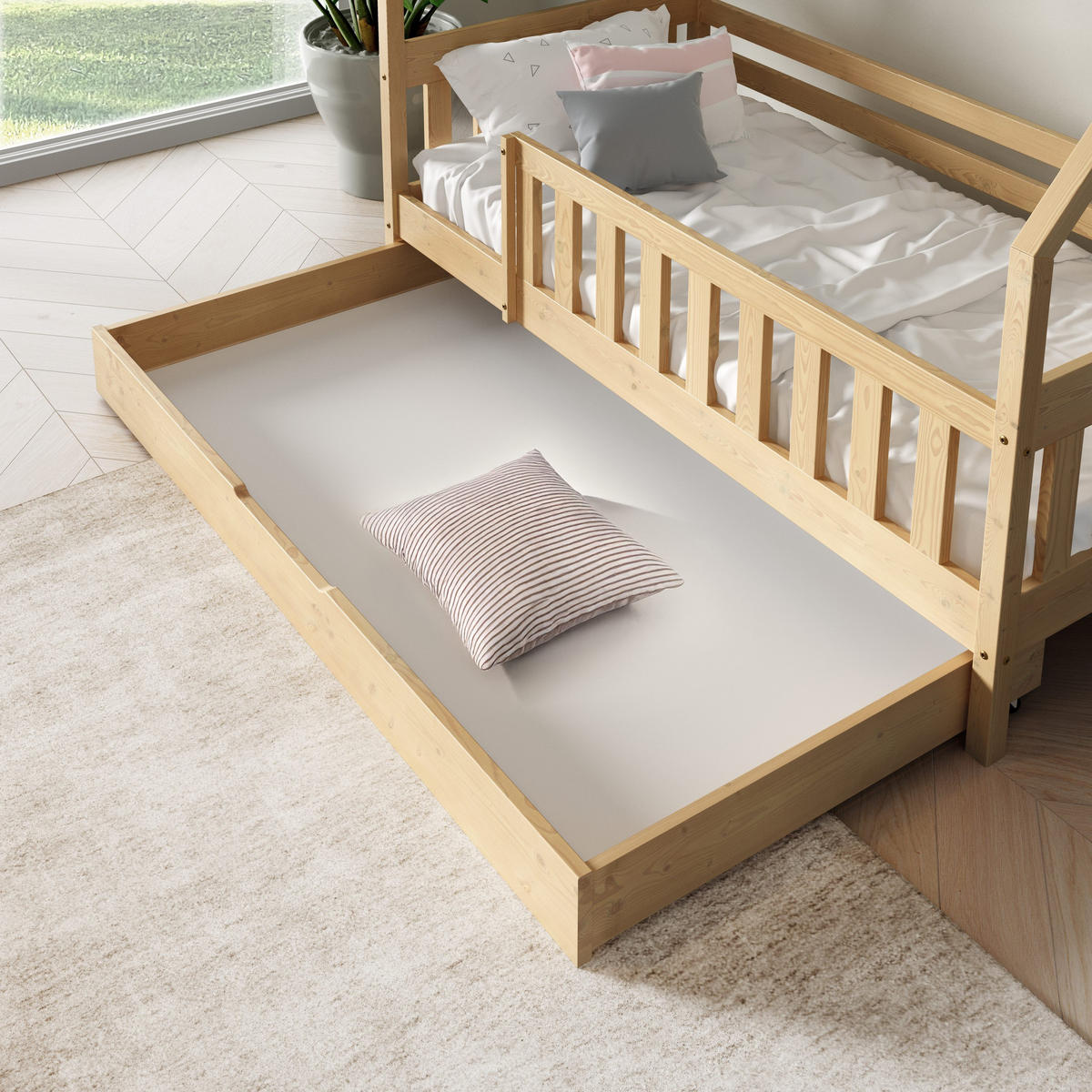 KINDERBETT BELLA mit Bettkasten 80x160 cm Kieferfarben - Kieferfarben, Holz (80/160cm) - MASSENO