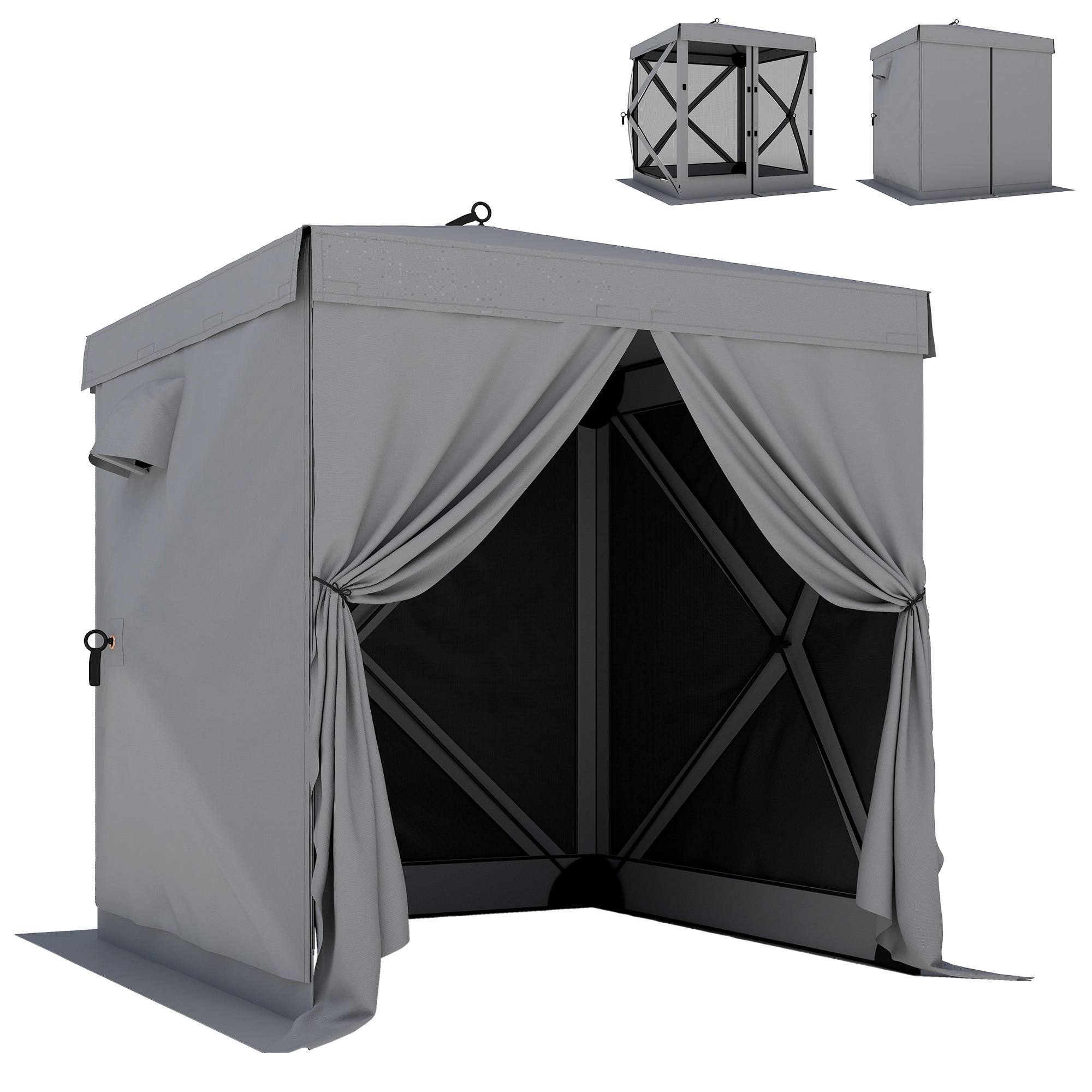 PAVILLON DE-07468 Pop-up mit 4 Mesh-Seitenteilen, UV30+ Grau - Dunkelgrau, Textil (185/205/185cm) - ComfortXL