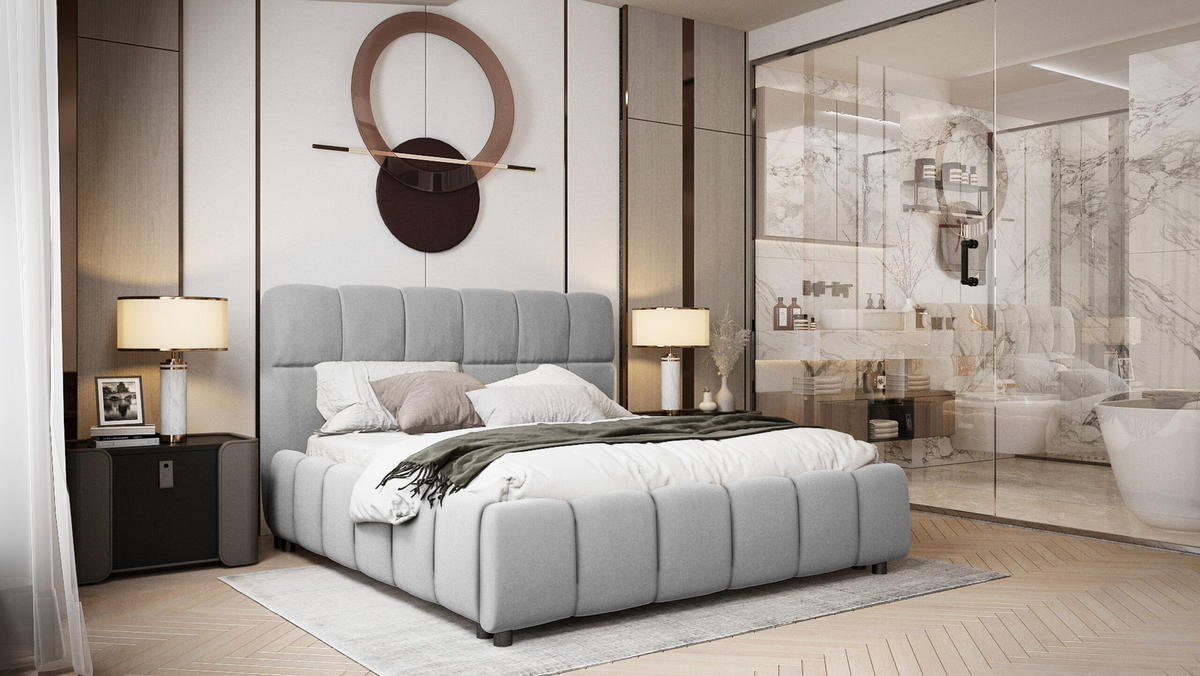 POLSTERBETT Egeris 180x200 cm, Grau - Grau, Textil (180/200cm) - Fedve