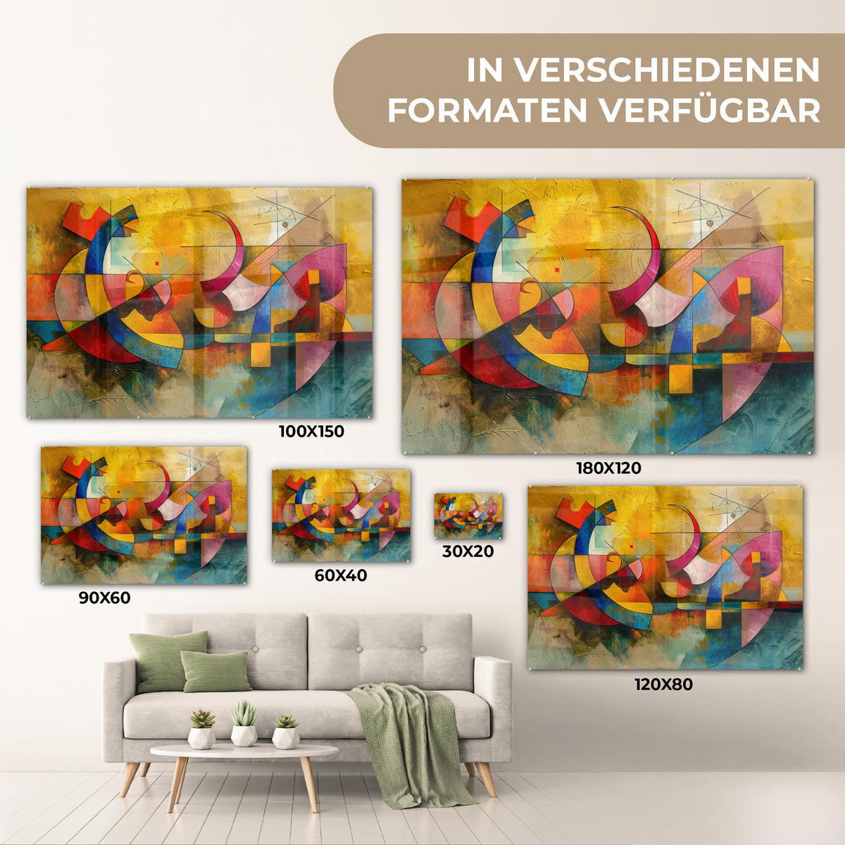 ACRYLGLASBILD Kunst - Abstrakt - Modern 60x40 cm - Gelb, Glas (60/40cm) - MuchoWow