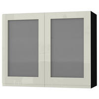 HÄNGESCHRANK Florence W3S/90 Schwarz / RAL 1013 perlweiß HG 90 / 32,5 / 72cm - Weiß Hochglanz/Schwarz, Holz/Holzwerkstoff (90/72/32.5cm) - Feldmann-Wohnen