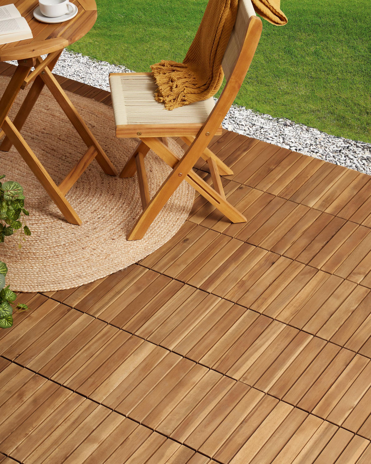 TERRASENFLIESEN 10 Stück Naturfarben Accettura - Naturfarben, Holz (30/30cm) - Beliani