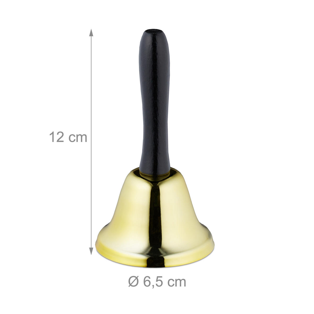 3XHANDGLOCKE - Goldfarben, Holz/Metall (6.5/12/6.5cm) - Relaxdays