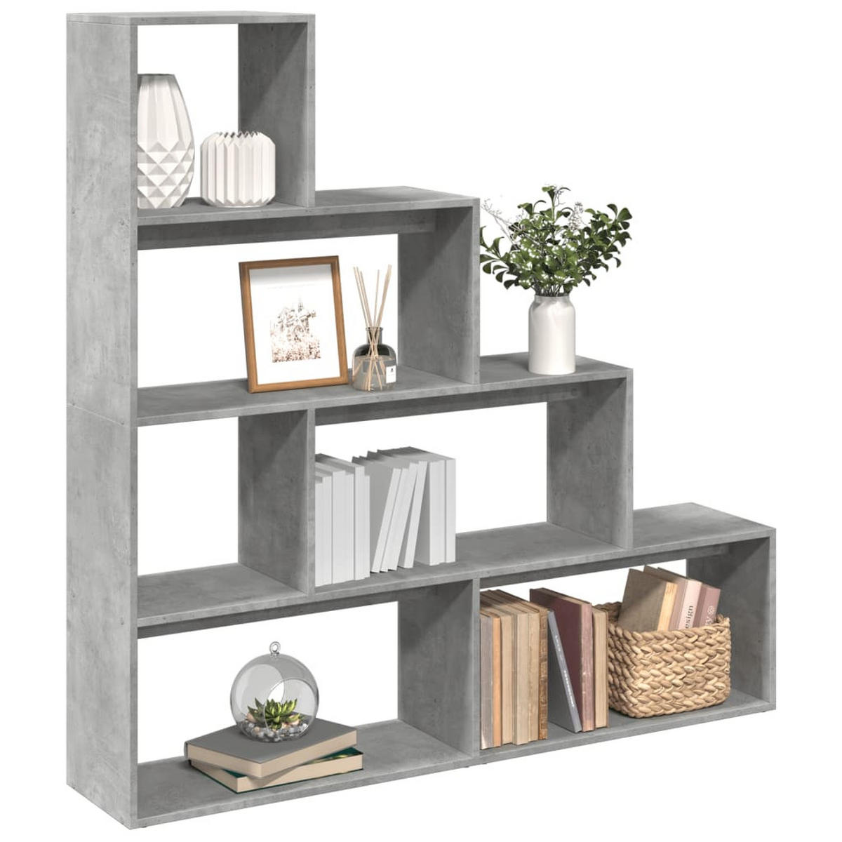 RAUMTEILER-BÜCHERREGAL 4 Etagen Betongrau 143,5/29/143,5 Cm - Grau, Holzwerkstoff (29/143.5/143.5cm) - vidaXL
