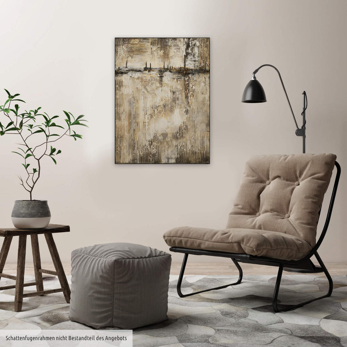 ACRYLBILD HANDGEMALT 60/80 cm - Beige/Braun, Holz/Textil (60/80cm) - KUNSTLOFT