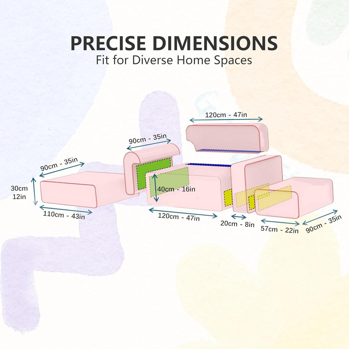 MODULARES Ecksofa 213cm - Pink/Gelb, Textil (213/90cm) - Vercart