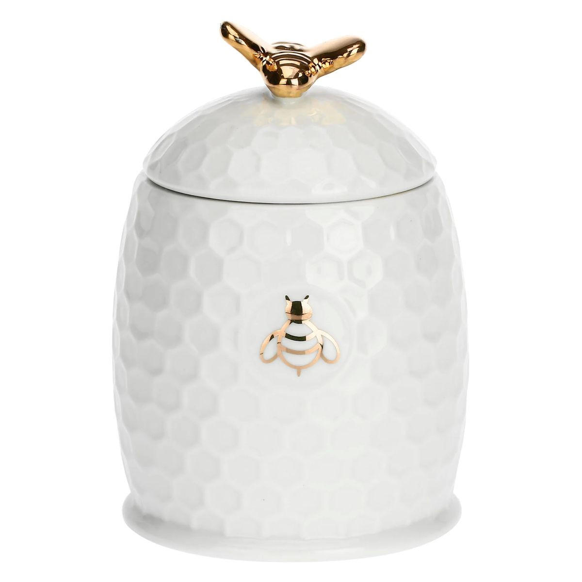 HONIGTOPF mit Honiglöffel Gold 12 x 8 cm - Multicolor, Keramik (8/10/8cm)