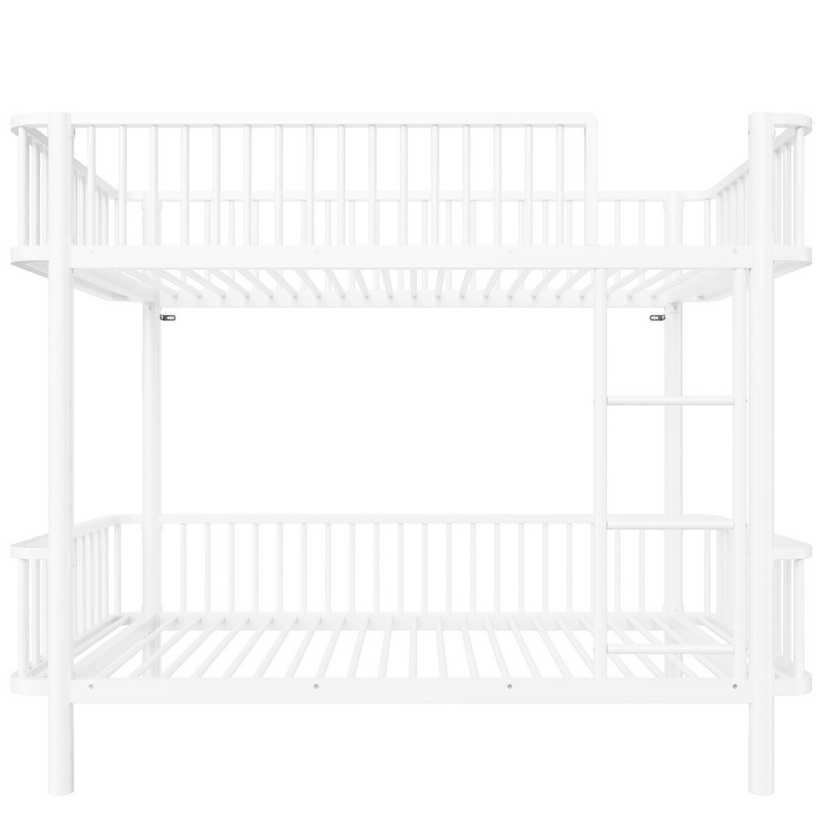 ETAGENBETT aus Metall 90x200 cm Weiß mit Sicherheitsgeländern und abgerundeten Ecken - Weiß, Metall (90/200cm) - Modfu