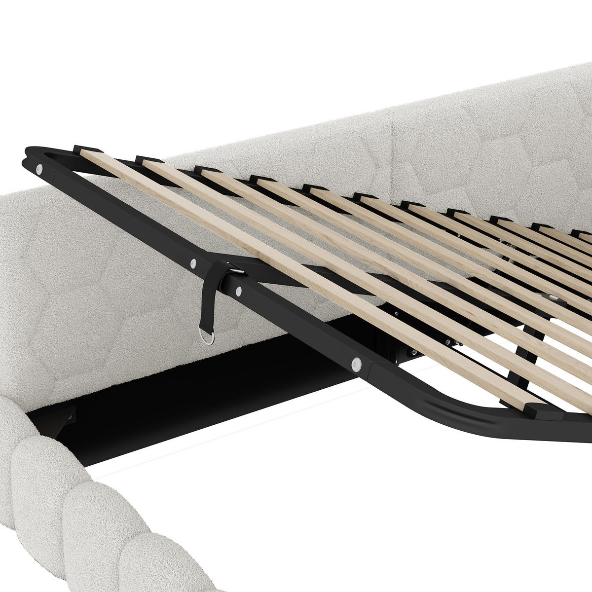 POLSTERBETT 140x200cm mit USB-Anschluss, Typ-C- Weiß - Weiß, Holz/Textil (140/200cm) - KOMHTOM