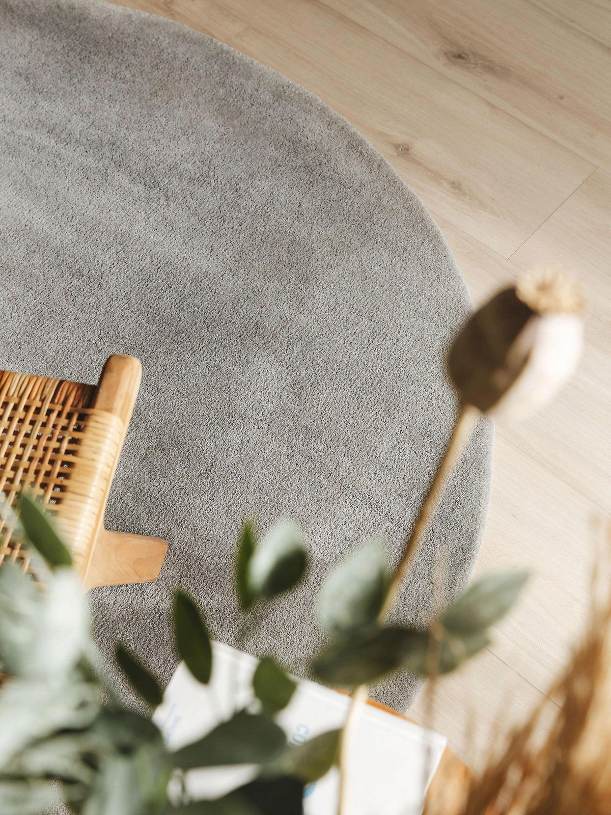 WOLLTEPPICH Bent Grau ø 200 cm rund - Grau, Textil (200/200cm) - benuta Nest