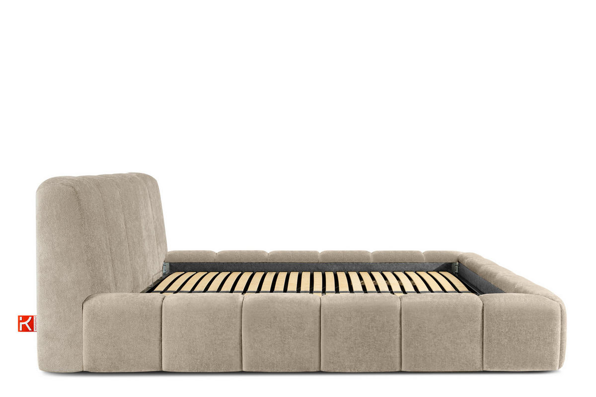 POLSTERBETT OLMIRA - Greige/Schwarz, Holz/Holzwerkstoff (202/203cm) - KONSIMO®