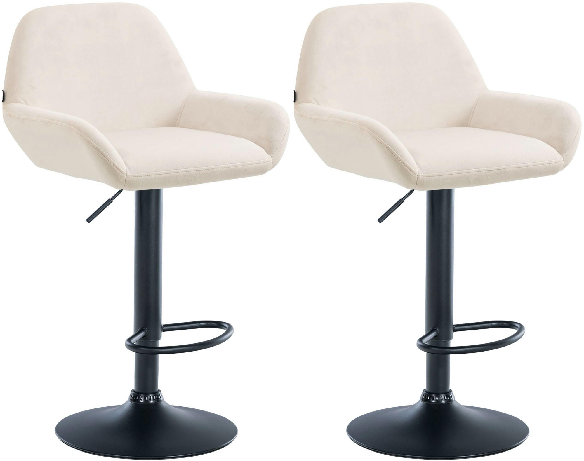 BARHOCKER 2er Set Samt Creme - Creme/Schwarz, Textil/Metall (51/89/52cm) - CLP