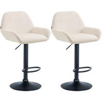 BARHOCKER 2er Set Samt Creme - Creme/Schwarz, Textil/Metall (51/89/52cm) - CLP