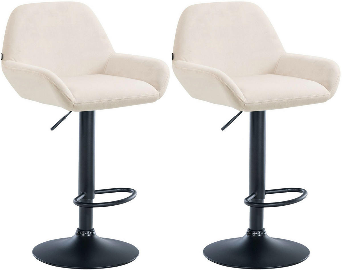 BARHOCKER 2er Set Samt Creme - Creme/Schwarz, Textil/Metall (51/89/52cm) - CLP