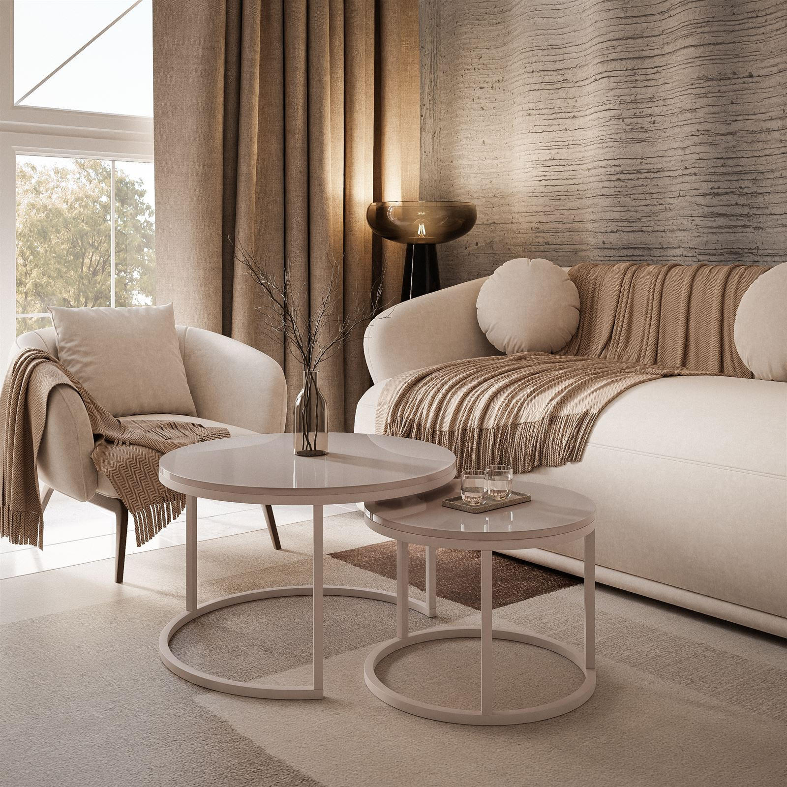 COUCHTISCH CIRI 2-in-1 KASCHMIR - Beige, Holzwerkstoff (70/70/48cm) - Lookway