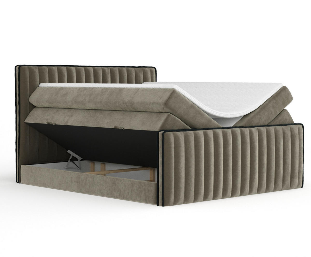 BOXSPRINGBETT Nocturne Taupe 180/200 cm - Taupe/Schwarz, Holz/Holzwerkstoff (180/200cm) - Maison de Reve