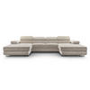 WOHNLANDSCHAFT Arborio Weiß 352/202/90 cm mit Schlaffunktion - Creme/Schwarz, Textil/Metall (352/90/202cm) - AX Living