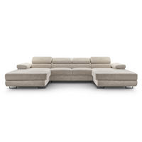 WOHNLANDSCHAFT Arborio Weiß 352/202/90 cm mit Schlaffunktion - Creme/Schwarz, Textil/Metall (352/90/202cm) - AX Living