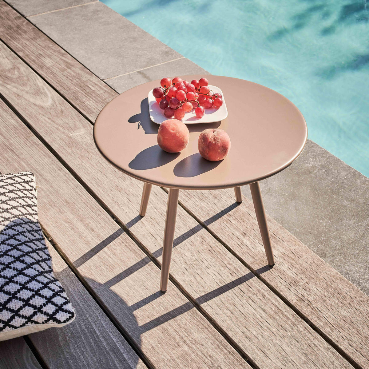 GARTEN-LOUNGETISCH, Taupe - Taupe, Metall (40/40/30cm) - Oviala