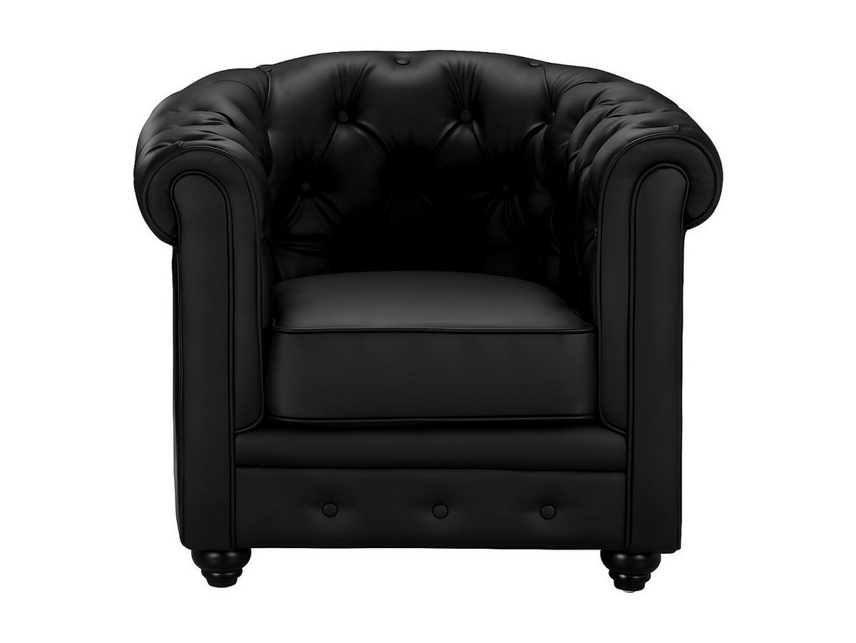 SOFAGARNITUR ohne Schlaffunktion - 6 -Sitzer - Kunstleder - schwarz - CHESTERFIELD - Schwarz, Leder (205/72/88cm) - Vente-Unique