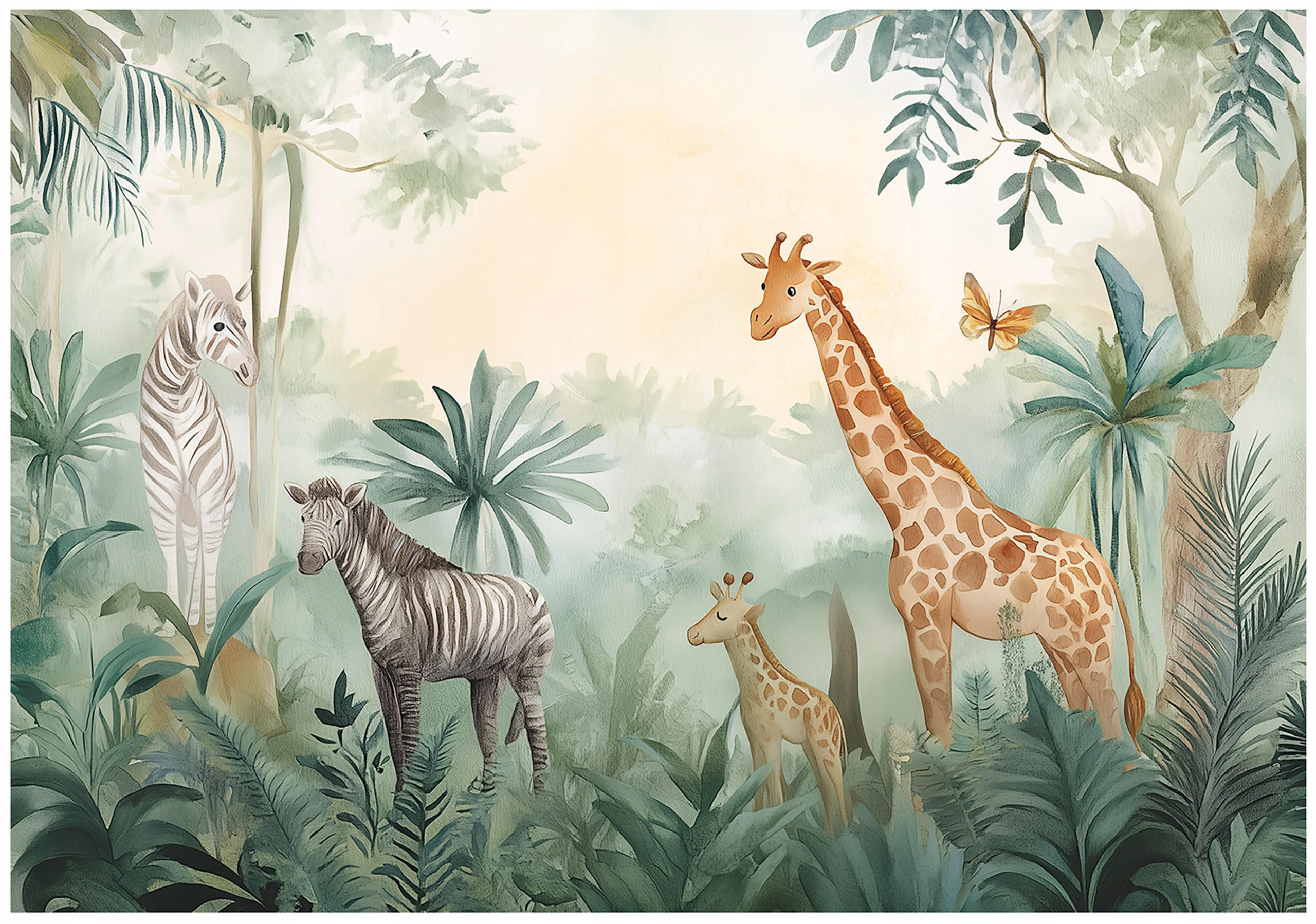 FOTOTAPETE Kinderzimmer Tiere Wald Tapete Kinder 350x250 - Multicolor, Papier (350/250cm) - Wallarena