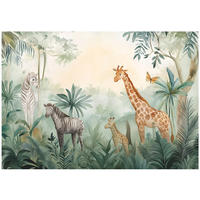 FOTOTAPETE Kinderzimmer Tiere Wald Tapete Kinder 300x210 - Multicolor, Papier (300/210cm) - Wallarena