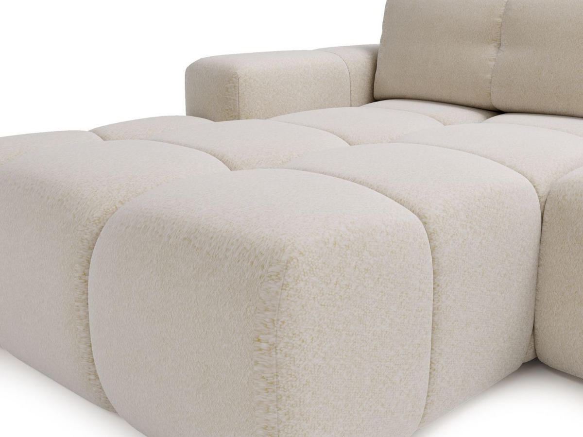 ECKSOFA Montero Bouclé-Stoff Creme Links - Creme, Holz/Textil (280/177cm) - Graingold