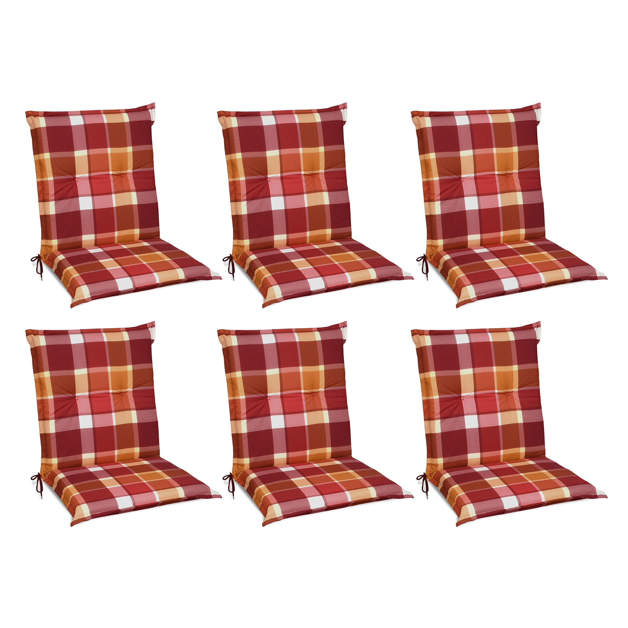 NIEDERLEHNERAUFLAGE Sunny BK 100/50/6cm Rot-Kariert 6tlg - Rot, Textil (50/6/100cm) - Beautissu 