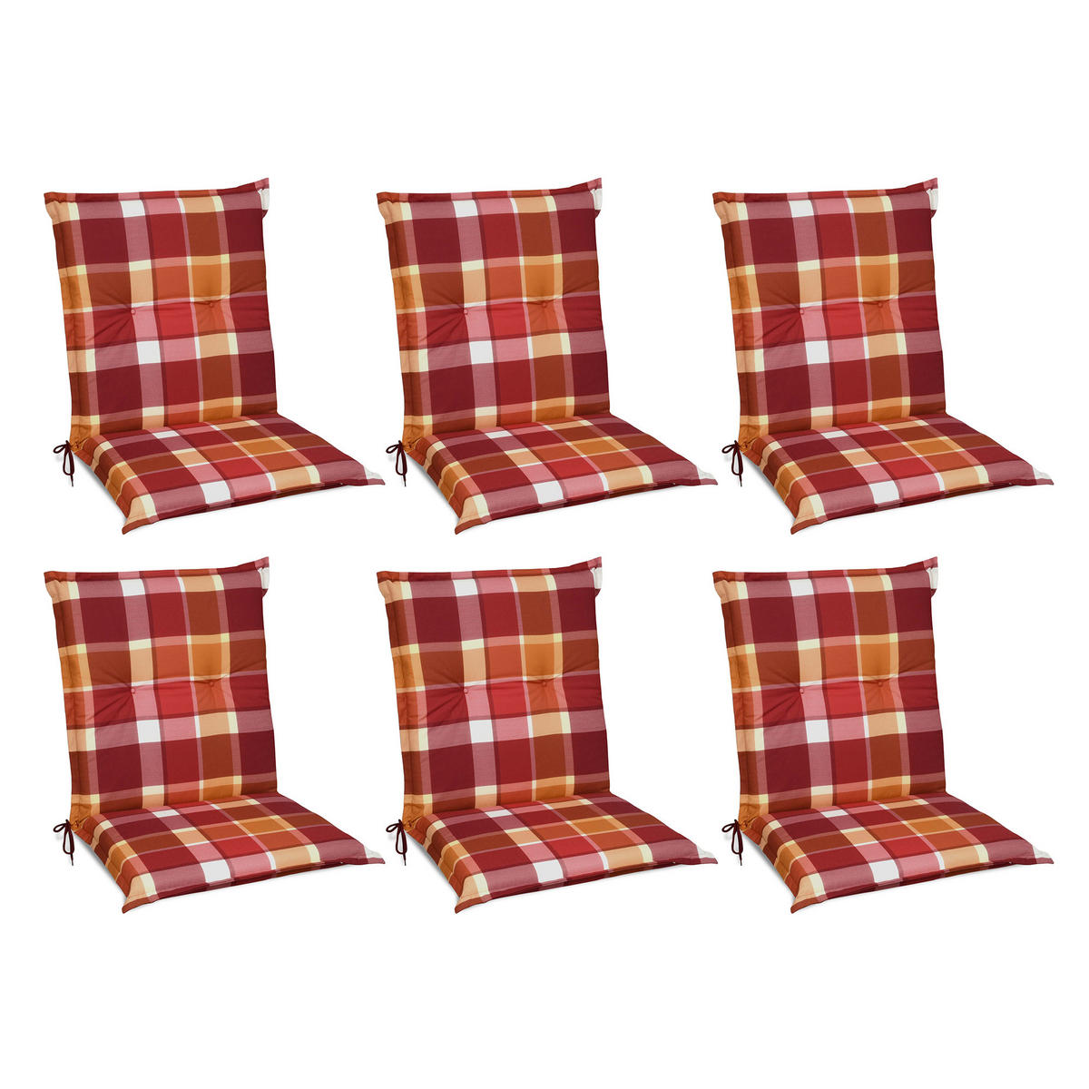 NIEDERLEHNERAUFLAGE Sunny BK 100/50/6cm Rot-Kariert 6tlg - Rot, Textil (50/6/100cm) - Beautissu 