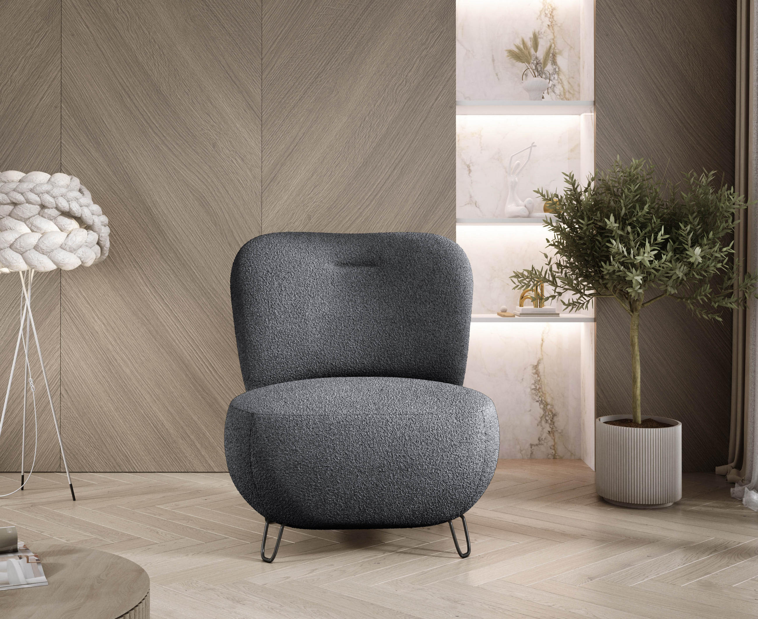 SESSEL LUIS, Skandinavischer Stil – Freistehend, 82×56×82 cm, SCHWARZ - Schwarz, Holz/Textil (82/82/66cm) - DomoHome