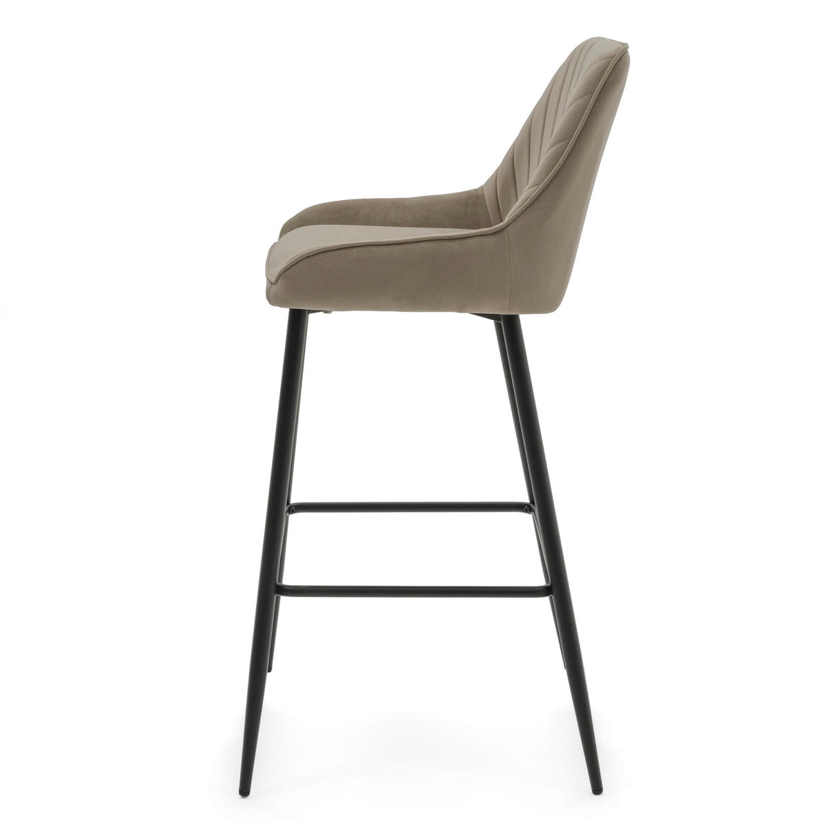 BARHOCKER VASTO gepolstert mit Steppung - dunkelbeige - Samt Velours - Beige/Schwarz, Metall (50/102/55cm) - NEW HOME