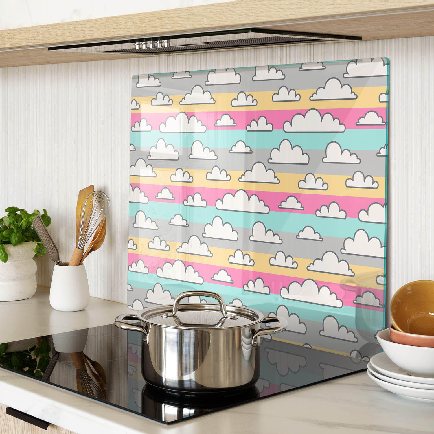 GLASPLATTE 60x52 cm Wolken - Multicolor, Glas (60/0.4/52cm) - TULUP