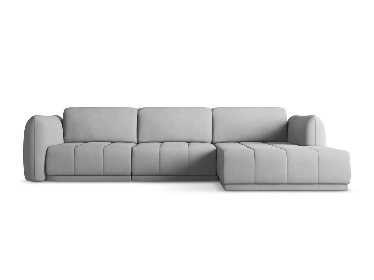ECKSOFA Rechts Chenille Stoff Grau - Hellgrau/Schwarz, Kunststoff/Textil (290/170cm) - Makamii