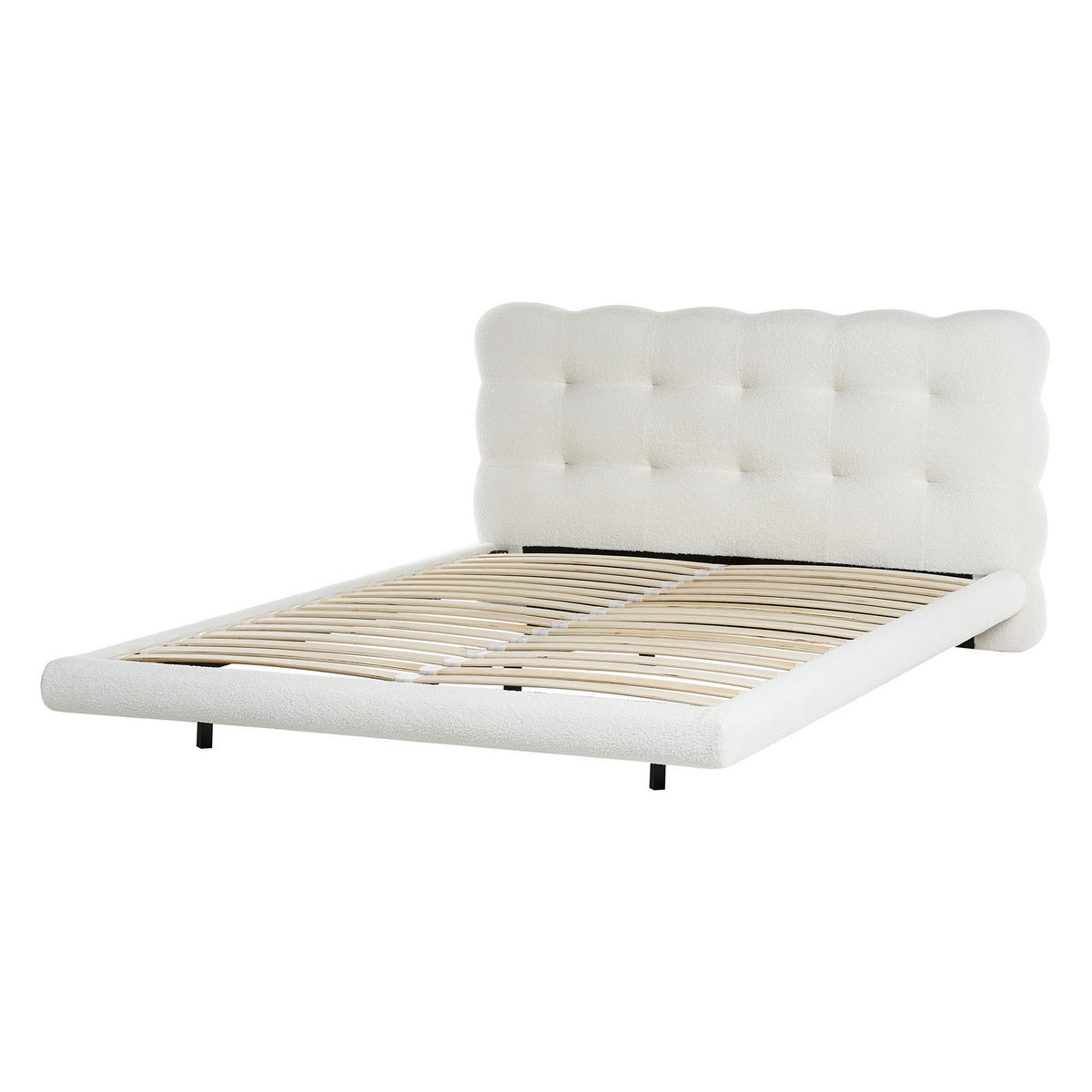 POSTELJA z letvenim dnom 140/200 bouclé kremasto bela Soulisse - krem, tekstil (140/200cm) - Beliani