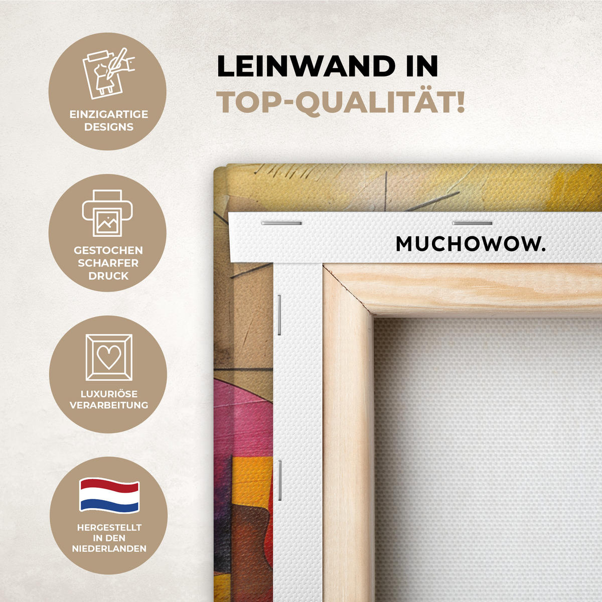 LEINWANDBILD Kunst - Abstrakt - Modern Deko Wohnzimmer 20x20 cm - Gelb, Textil (20/20cm) - MuchoWow