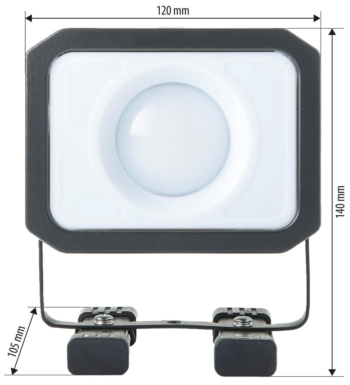 AKKU-LED-BAUSTRAHLER - 1300 Lumen, spritzwassergeschützt mit Haken für Innen und Außen, 2-fach dimmbar, 6600mAh Akku - Schwarz, Kunststoff (12/10.5/14cm) - Northpoint