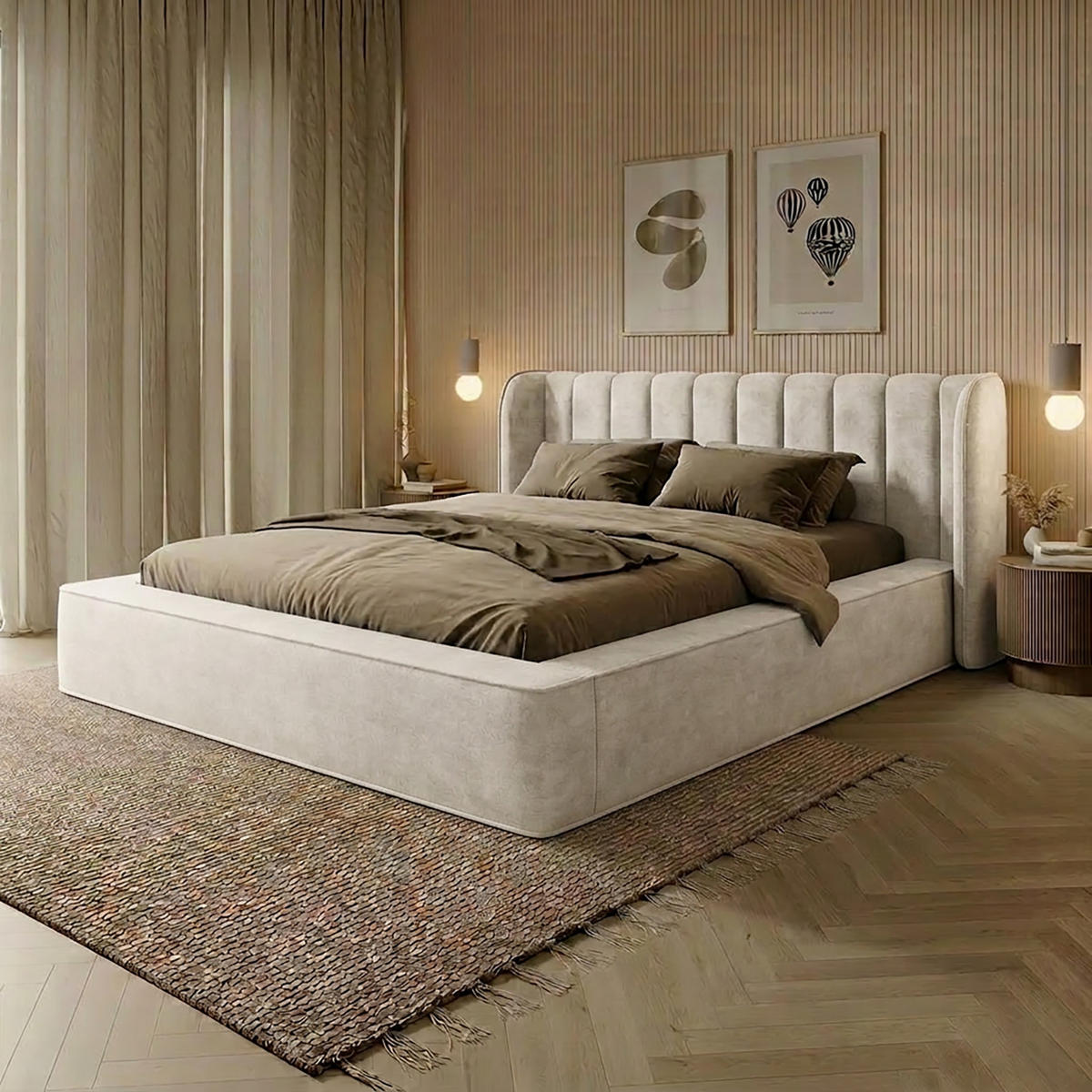 POLSTERBETT GONDO 200x200 cm, Weiß - Weiß, Textil (200/200cm) - Fedve