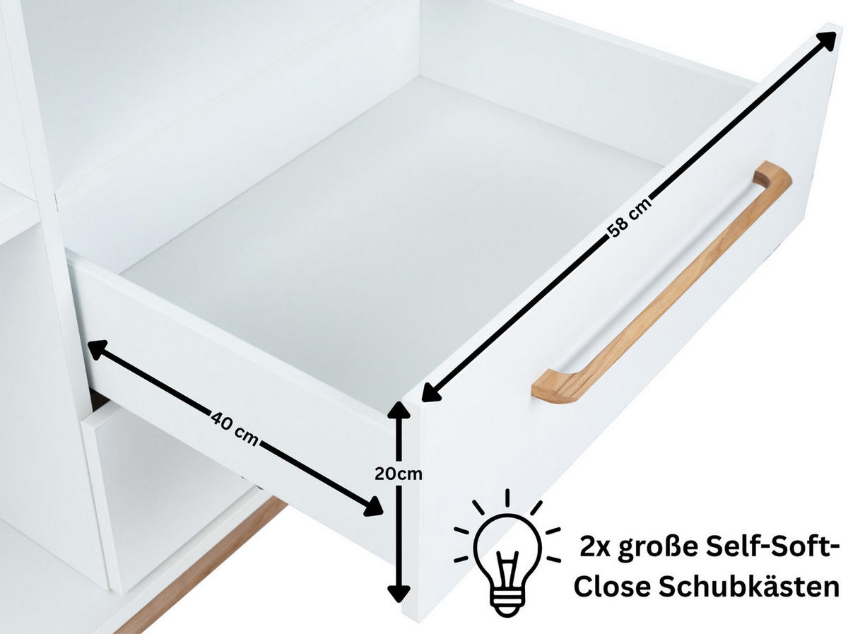 STANDREGAL Lina Soft-Close und Türdämpfung Weiß/Walnuss - Walnussfarben/Weiß, Holz/Holzwerkstoff (114/166/51cm) - arthur berndt